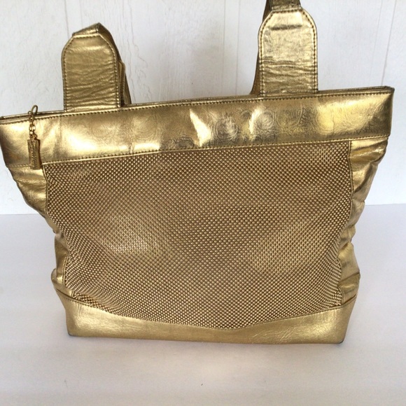 VINTAGE WHITING AND DAVIS GOLD LEATHER AND MESH BAG PURSE - Picture 2 of 16